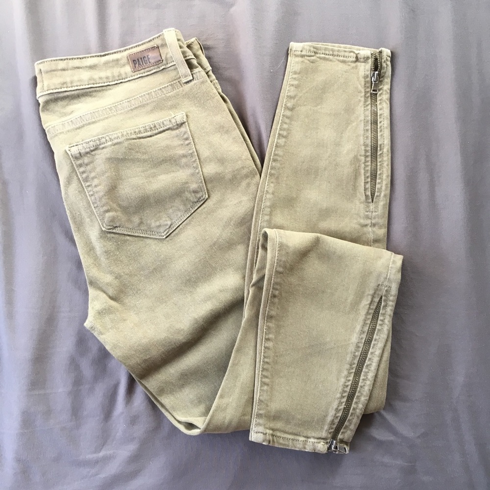 PAIGE Jane Zip Crop Jeans in Sahara Green - Picture 3 of 5